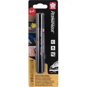 Марķieris Sakura Permapaque Dual Point — melns, ar divām galiem, pastāvīgs