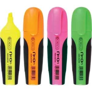 Uzsvērēju komplekts Cresco 4 krāsas modelis 313106 - neona fluorescējoša tinte