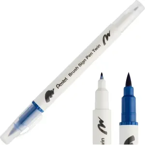 Divpusējs otu marķieris PENTEL SESW30C-T117 — tērauda zils, ota un smalks gals