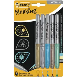 Перманентный маркер Crayola 942861 (MPN 442626) с пулевидным наконечником, 5 цветов — синий, бронза, золото, зелёный, серебро