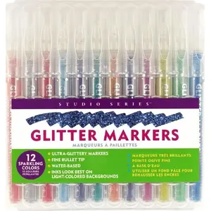 Spīdumu marķieri Peter Pauper Press Markery brokatowe 12 krāsas — komplekts 12 gab.