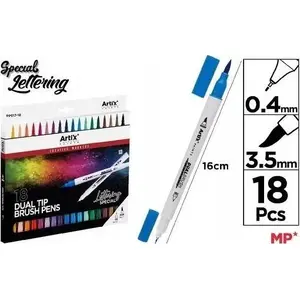 Double‑ended brush markers TEKA 18 colors, set of 18 brush-tip markers