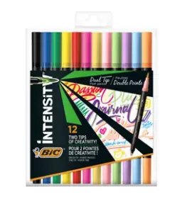 Marķieris BIC Intensity Dual Brush Fasermaler 12 gab. — otas gals, komplekts: melns un 11 krāsas