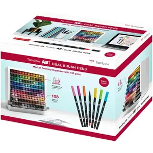 Marker set TOMBOW ABT-108C-ORGA felt pens — dual tip (brush & bullet), 107 colours