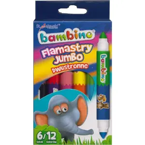 Divpusējas marķieru pildspalvas st. majewski Flamastry Jumbo Bambino — 12 krāsas, divējāds gals