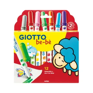 Flomāsteri Giotto be-be 12 krāsas, daudzkrāsaini filca, karājamā kastītē