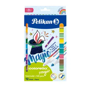 Фломастеры Pelikan Colorella Magic 12 шт — разноцветные, пулевидный наконечник, круглый корпус