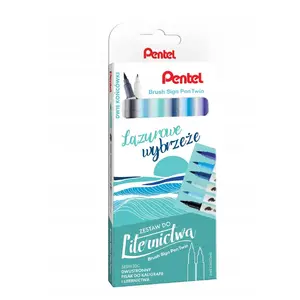 Otaiņa marķieris PENTEL Brush Sign Pen Twin SESW3 — divpusējs otas marķieru komplekts (modelis SESW30C‑ST6LWPL)
