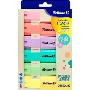 Marķieru komplekts TEKA Signal Pastel — 6 krāsas, ūdens bāzes tinte, plāns gals