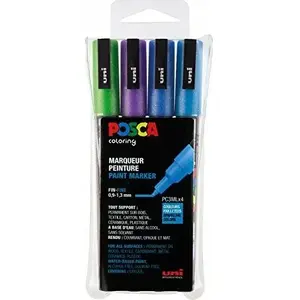 Набор маркеров POSCA PC-3M — 4 блестящих цвета, тонкий наконечник