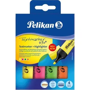 Текстовыделитель Pelikan Zakreślacz 490 набор, 4 цвета в футляре