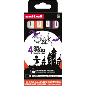uni-ball Uni Chalk Marker set Halloween — 4 pcs (white, black, purple, orange)