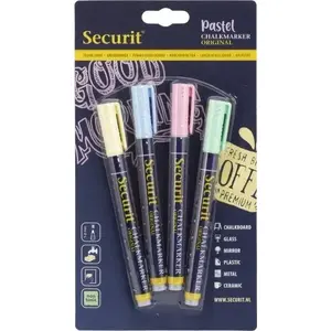 Marķieris Securit Chalkmarker Original pasteļtoņi, apaļš gals 1–2 mm, komplekts 4 gab.