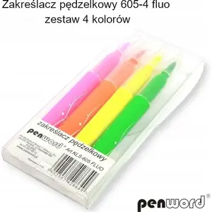 Marķieris sukas gals Polsirhurt 605-4 Fluo — 4 fluorescējošas krāsas, suka