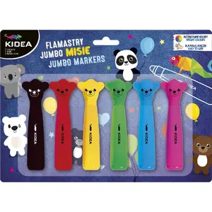Derform marķieru komplekts PISAKI 6KOL Jumbo ar formveida vāciņiem — 6 krāsas
