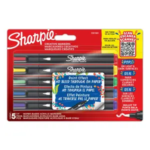 TEKA Sharpie Creative Marker Akrila krāsu pildspalvu komplekts — 5 gab., apaļais galu, zils/zaļš/sarkans/violet/ dzeltena