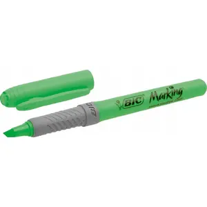 Augstlīnija BIC Highlighter Grip zaļa ar slīpu galu, komplekts 12 gab.