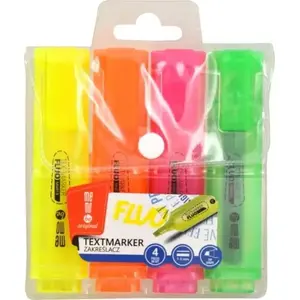 Highlighter set MemoBe 4 neon colors with protective case, brand MemoBe, model 370994