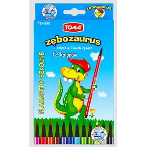 Марķeru komplekts Toma FLAMASTRY Spieralne Zębozaurus 12 krāsas TO-590 (MPN 40235970)