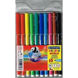 Flomāsteru komplekts CENTROPEN Colour World 10 krāsas, modelis 7550/10/TP-10 — mazgājami flomāsteri, dažādas krāsas