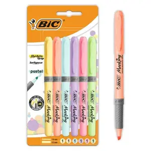Марķieri BIC 992561 komplekts 6 gab. ar slīpu galu krāsas: gaiši zila, gaiši zaļa, gaiši oranža, gaiši rozā, violeta, dzeltena