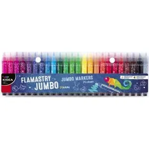 Marķieri Derform Flamastry Jumbo 24 krāsas KIDEA — džambo gals, komplekts 24 gab.