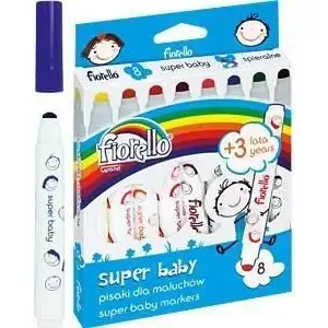 Flomāsteri Fiorello Pisaki Super Baby 8 krāsas — komplekts ar 8 mazgājamiem flomāsteriem