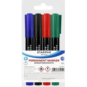STARPAK pastāvīgo marķieru komplekts MARKER PERMAN OKR 4 krāsas, apaļš gals, 4 gab.