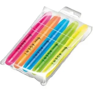 Marķieru komplekts Elior 5 krāsas — fluorescējoši marķieri, slīpais uzgalis, ūdens bāzes tinte