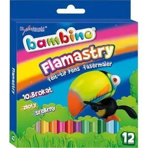 Flomāsteri Bambino BAMBINO Flamastry Brokatowe 10 gab. — metāliskas zelta un sudraba krāsas