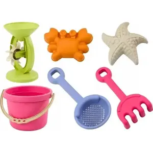LEANToys Beach Sand Play Set — bucket, mill, sieve, molds — pastel colors, kids sand toy set