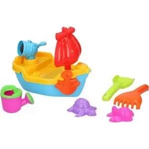 Sandbox Toy Set Eddy Toys — 10-piece beach play set with ship mold