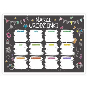 Chalkboard Birthday Calendar LearnHow model 495070 — magnetic wall planner for birthdays and notes
