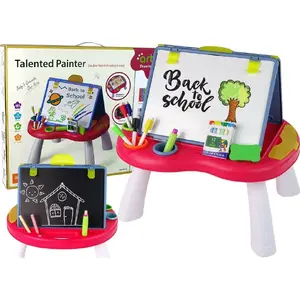 LEANToys 2-in-1 Chalkboard Table with Markers and Board Game (Chinese Checkers & Snakes) - model 10980