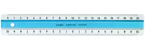 Desk ruler Linex 400040187 — 200 mm acrylic ruler with rubber edge, blue/white