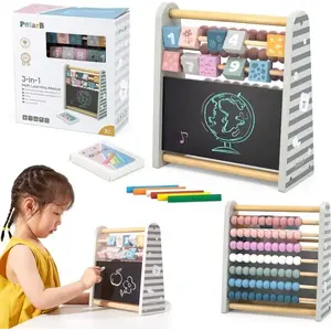 Двусторонняя меловая доска с счётами 3 в 1 Viga Toys 44086