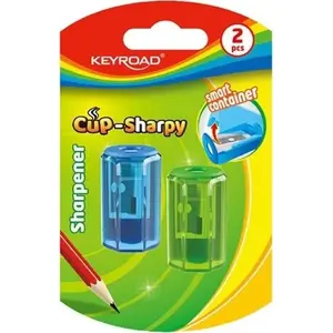 Точилка для карандашей Keyroad CUP-SHARPY пластиковая с контейнером, диаметр 8 мм, 2 шт.