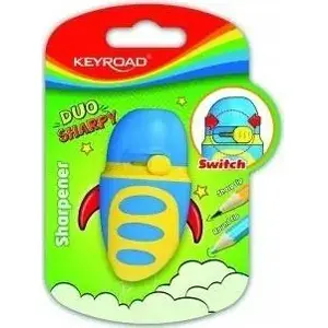 Точилка для карандашей Keyroad Duo Sharpy пластик, одна штука с контейнером для стружки, многофункциональная, цвета в ассортименте