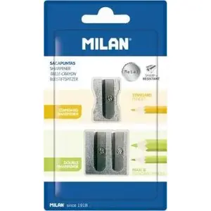 Точилка Milan алюминиевая одна и двойная, 2 шт. на блистере (MPN 381851)