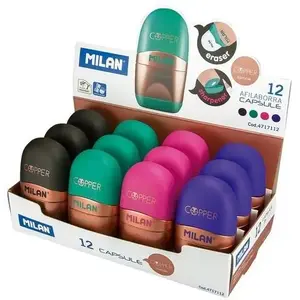 Точилка с ластиком Milan Capsula Copper набор 12 шт — модель 263409