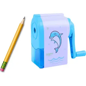 Точилка ручная на корбку LEANToys Delfin синяя — для карандашей, одинарная