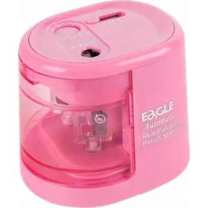 Электрическая точилка для карандашей Eagle EG-5161USB, питание от батареек/USB, 2 отверстия, розовая