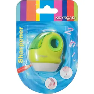 Точилка Keyroad KR970291-1 одиночная с ластиком, в ассортименте цветов