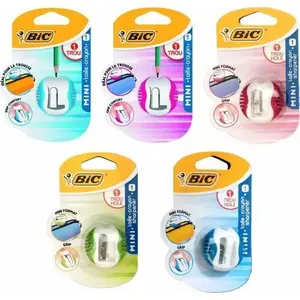 Pencil sharpener BIC Mini Sharpener, compact single-hole manual sharpener, assorted colors