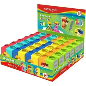 Точилка Keyroad Cartoon двойная пластиковая, с двумя отверстиями, упаковка 24 шт.
