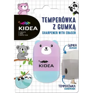 Точилка с ластиком Kidea DERF.TGMKA — розовая, силиконовый ластик, детский дизайн