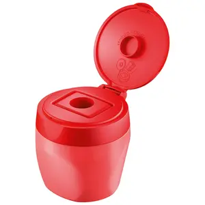 Manual pencil sharpener TEKA STABILO Robust Container Sharpener woody 3 in 1 — red, 62×67×63 mm