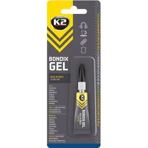 Līmes želeja K2 Bondix Gel 3 g — K2 ātri sacietējoša 15 sekunžu līme plastikāta, koka, gumijas (MPN WC541)