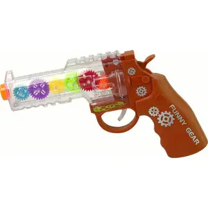 Toy Pistol LEANToys 15845 with Colored Lights and Sound, Brown