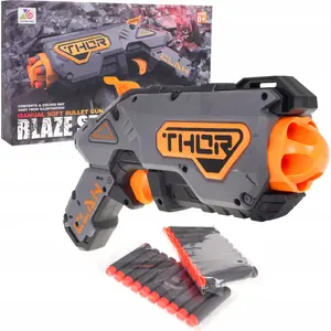 Toy Pistol 1dea.me Blaze Storm (spring mechanism) for ages 8+, grey, includes 20 safe foam/soft projectiles